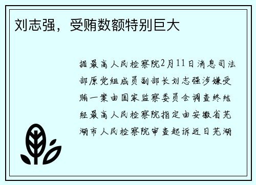刘志强，受贿数额特别巨大