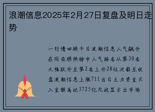 浪潮信息2025年2月27日复盘及明日走势