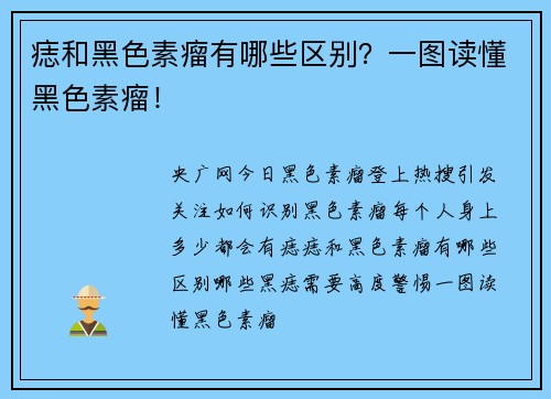 痣和黑色素瘤有哪些区别？一图读懂黑色素瘤！ ​​​